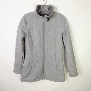 The North Face Women’s Waffle Jacket Medium Grey Full Zip Collar Long Sleeve